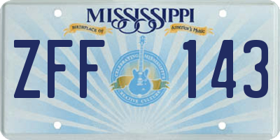 MS license plate ZFF143