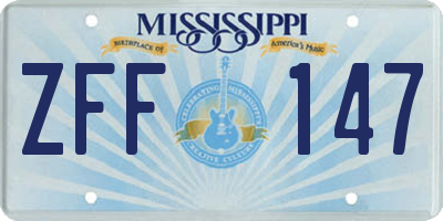MS license plate ZFF147