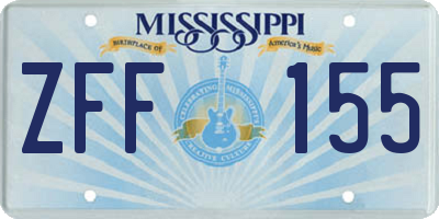 MS license plate ZFF155