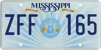 MS license plate ZFF165