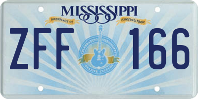 MS license plate ZFF166