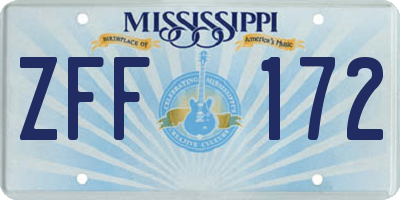 MS license plate ZFF172