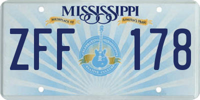 MS license plate ZFF178