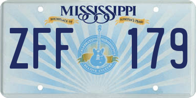 MS license plate ZFF179