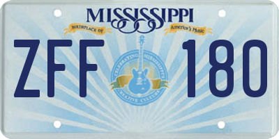 MS license plate ZFF180
