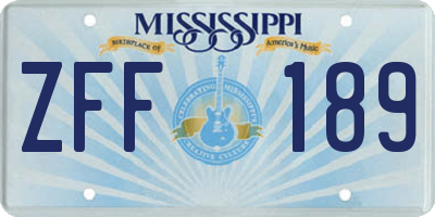 MS license plate ZFF189