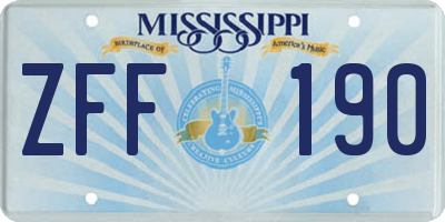 MS license plate ZFF190