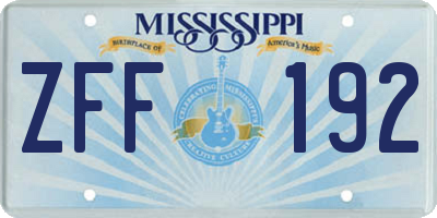MS license plate ZFF192