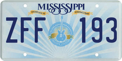 MS license plate ZFF193