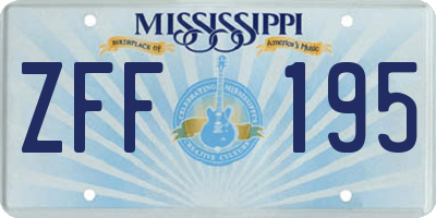 MS license plate ZFF195