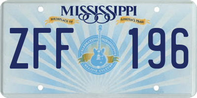 MS license plate ZFF196
