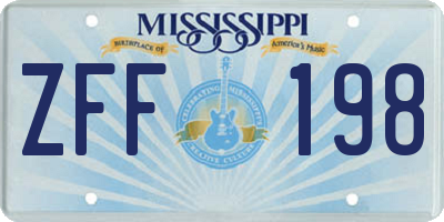 MS license plate ZFF198