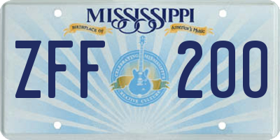 MS license plate ZFF200