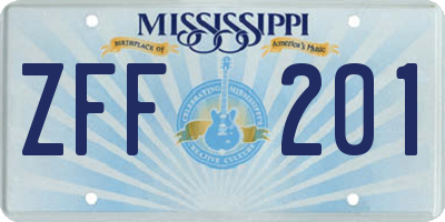 MS license plate ZFF201