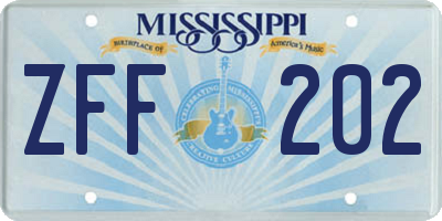 MS license plate ZFF202