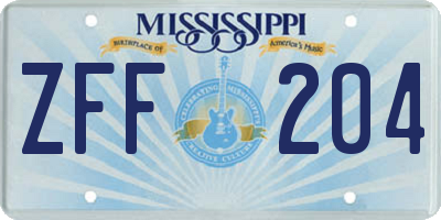 MS license plate ZFF204