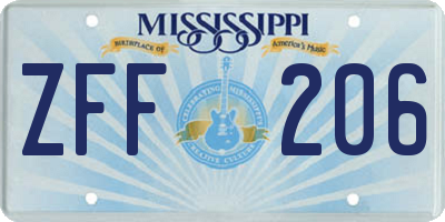 MS license plate ZFF206