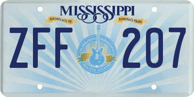 MS license plate ZFF207