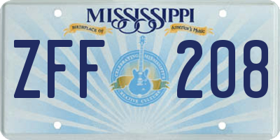 MS license plate ZFF208