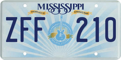 MS license plate ZFF210