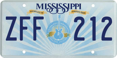 MS license plate ZFF212