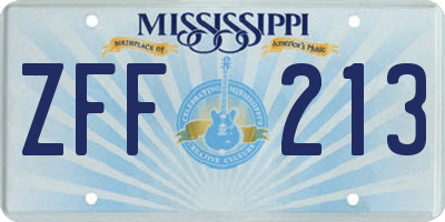 MS license plate ZFF213