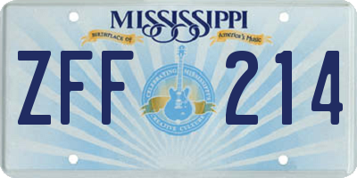 MS license plate ZFF214