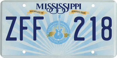 MS license plate ZFF218