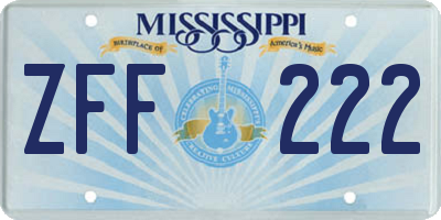 MS license plate ZFF222