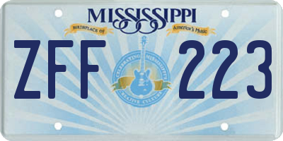 MS license plate ZFF223