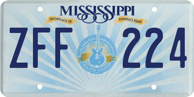 MS license plate ZFF224