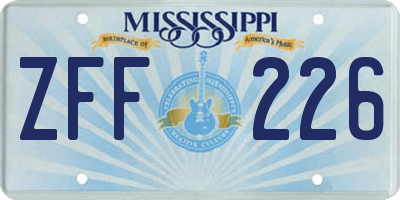 MS license plate ZFF226