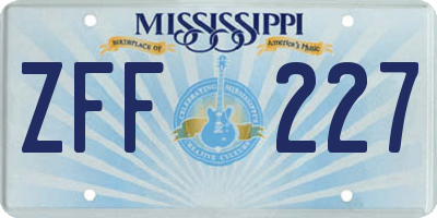 MS license plate ZFF227