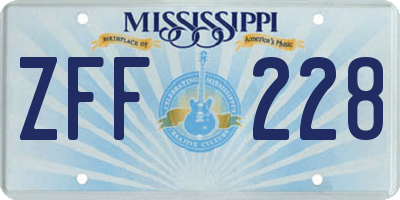 MS license plate ZFF228