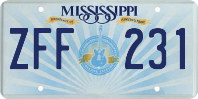 MS license plate ZFF231