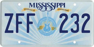 MS license plate ZFF232