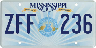 MS license plate ZFF236