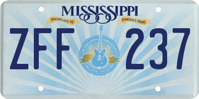 MS license plate ZFF237