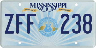 MS license plate ZFF238