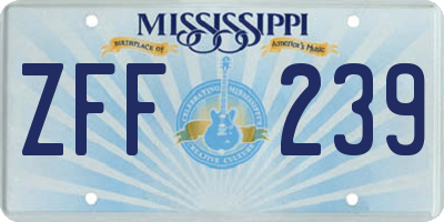 MS license plate ZFF239