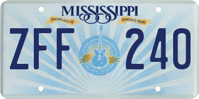 MS license plate ZFF240