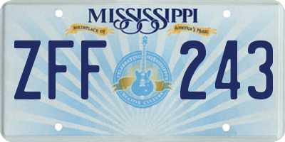 MS license plate ZFF243