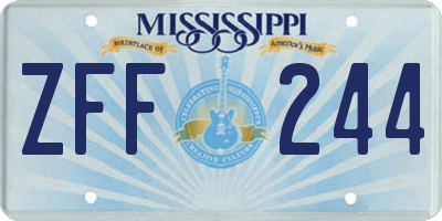 MS license plate ZFF244