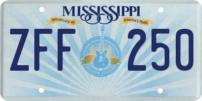 MS license plate ZFF250