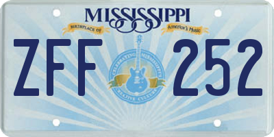 MS license plate ZFF252