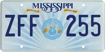 MS license plate ZFF255