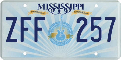MS license plate ZFF257