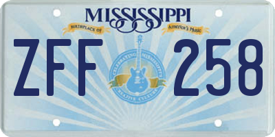 MS license plate ZFF258