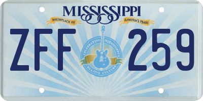 MS license plate ZFF259