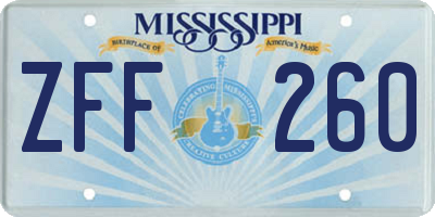 MS license plate ZFF260